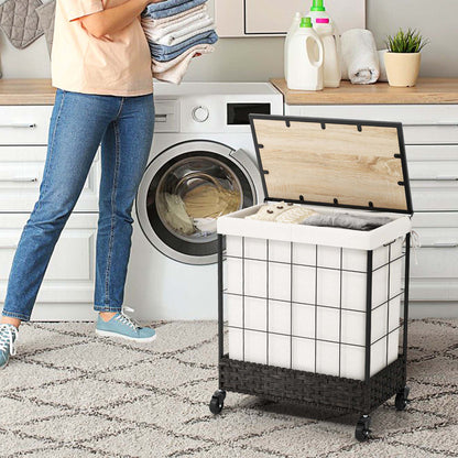 Aurove Rolling Laundry Hamper with Handles